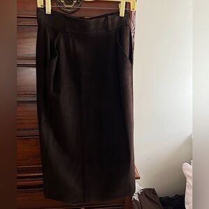 Exquisite mid-length LAMBS SUEDE Chanel skirt. Vintage 1990’s.